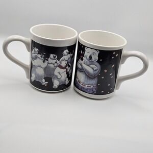 Coca-Cola Polar Bear Mugs Set of 2 Collectible Holiday‎ Decor